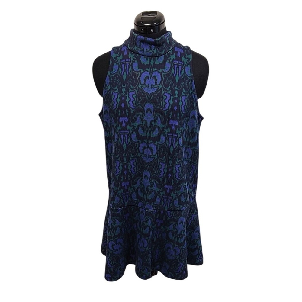 Free People Amelia Mini High Fit and Flare Floral Blue Combo M